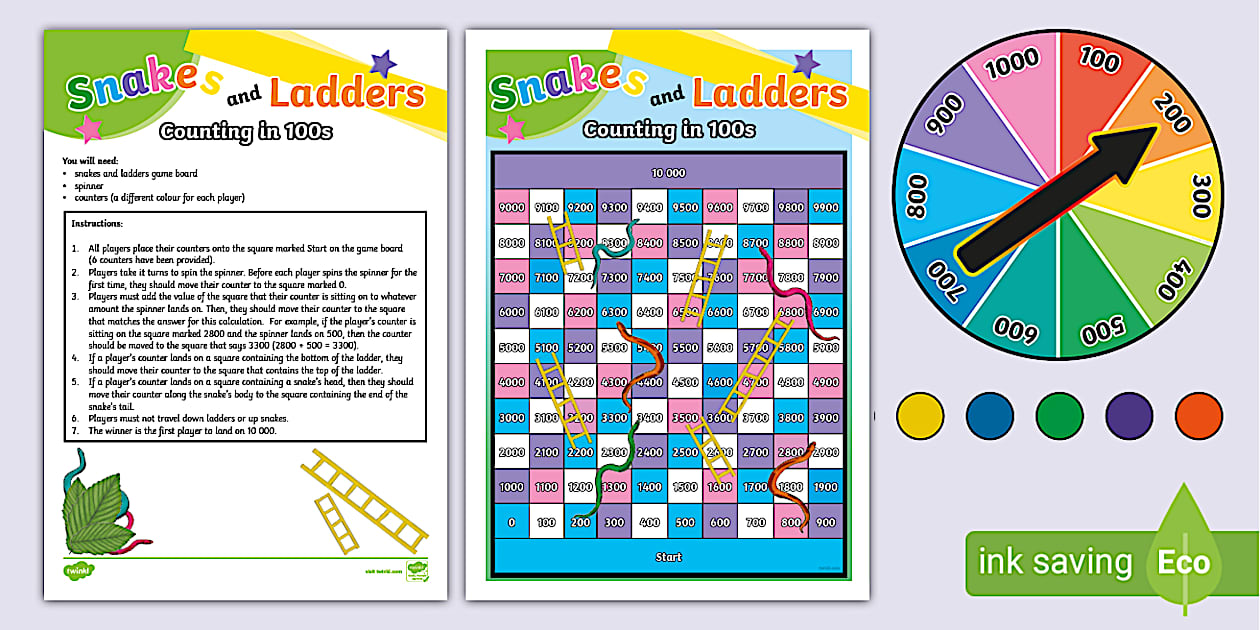 👉 LKS2 Snakes and Ladders Counting in 100s - Twinkl