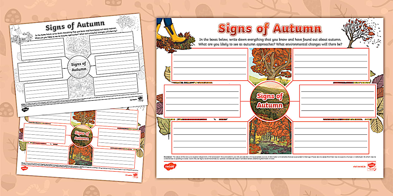 Signs of Autumn Mind Map (teacher made) - Twinkl