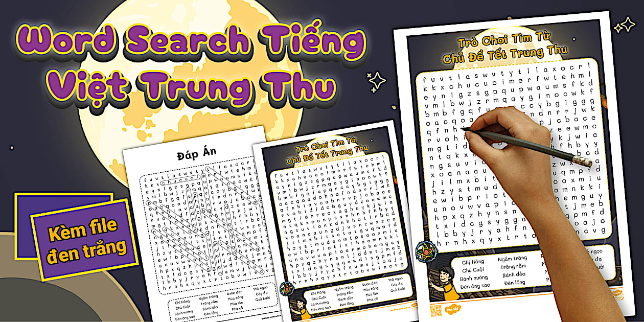 Word Search Trung Thu (l'enseignant a fait) - Twinkl