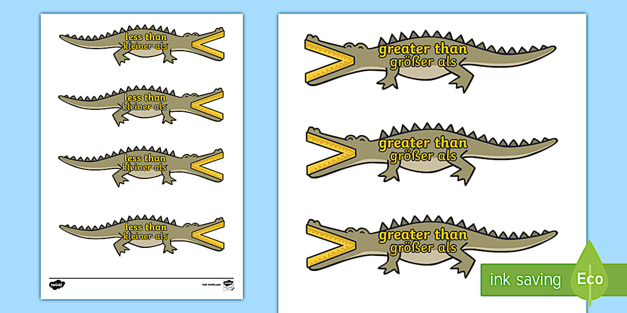 Less Crocdile Greater Than And Less Than (Crocodiles - Small) English/German