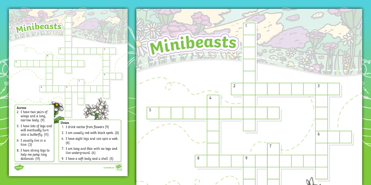 KS1 Minibeasts Crossword Twinkl