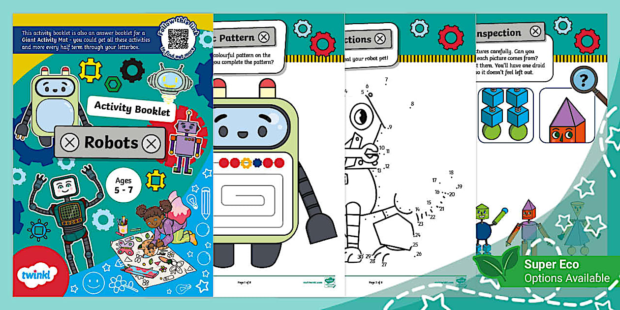 Robots Activity Booklet (Ages 5 - 7) (Teacher-Made) - Twinkl