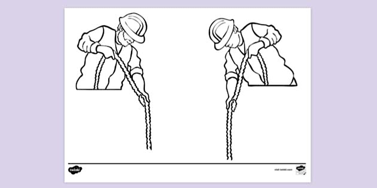 Thread Rope For Colouring Workmen With Ropes Colouring Sheet | Colouring Sheets