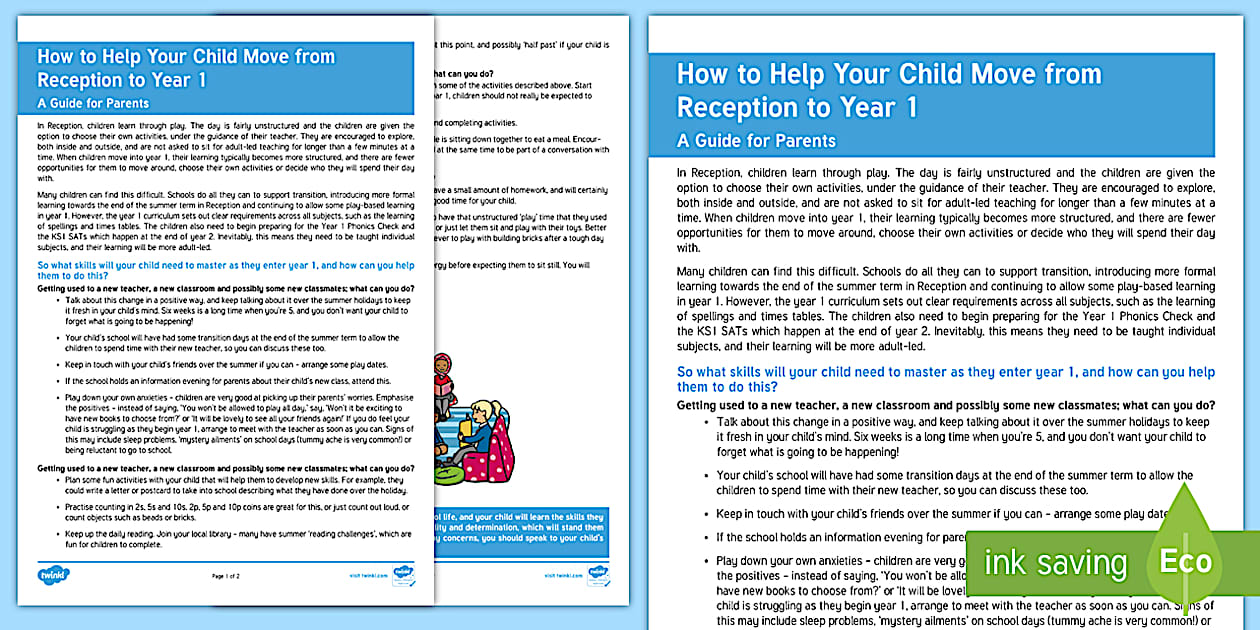 Black and White Supporting Your Child Moving to Year 1 Parent and Carer