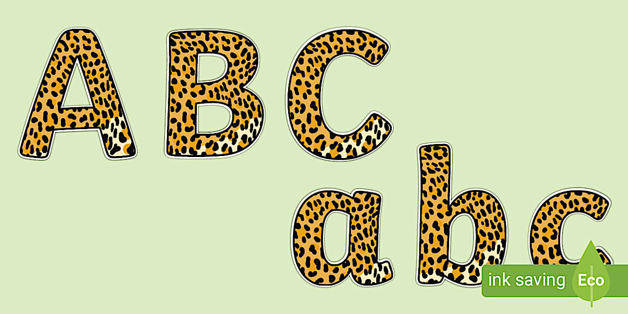 Cursive Leopard Pattern Size Editable Display Lettering