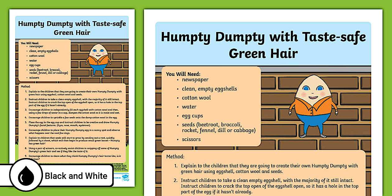 Green Humpty Humpty Dumpty with Taste-Safe Green Hair Activity
