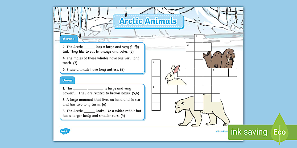 KS1 Arctic Animals Crossword Animals Polar Habitats