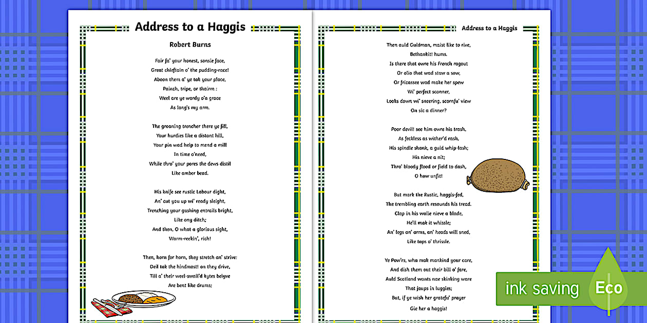 Address to a Haggis Poem Display Poster – Robert Burns