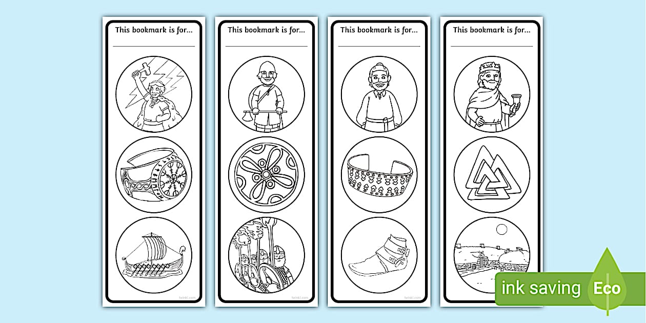 Viking Bookmarks to Colour - Cut out and colour activity