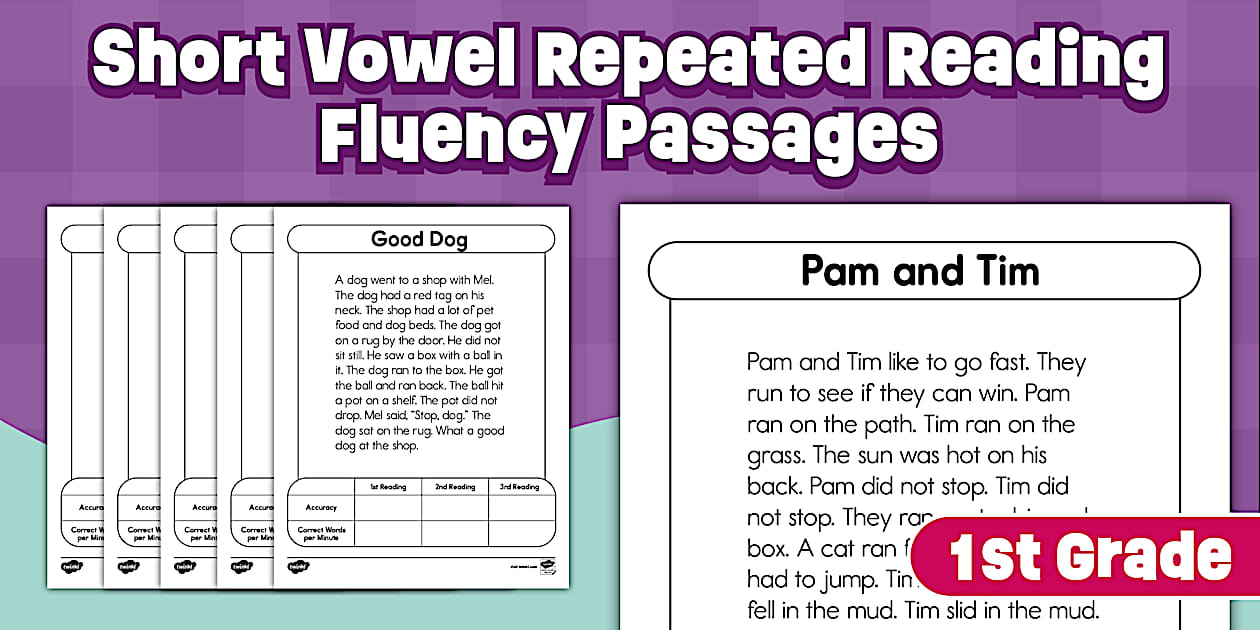 First Grade Short Vowel Repeated Reading Fluency Passages