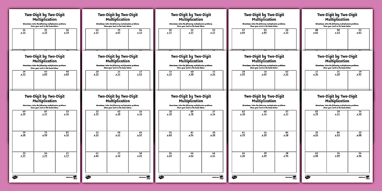 Fourth Grade TwoDigit by TwoDigit Multiplication Pack