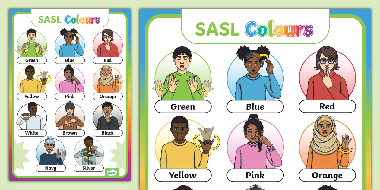 Colours Visual Sign SASL Colours Display Poster (teacher made) - Twinkl