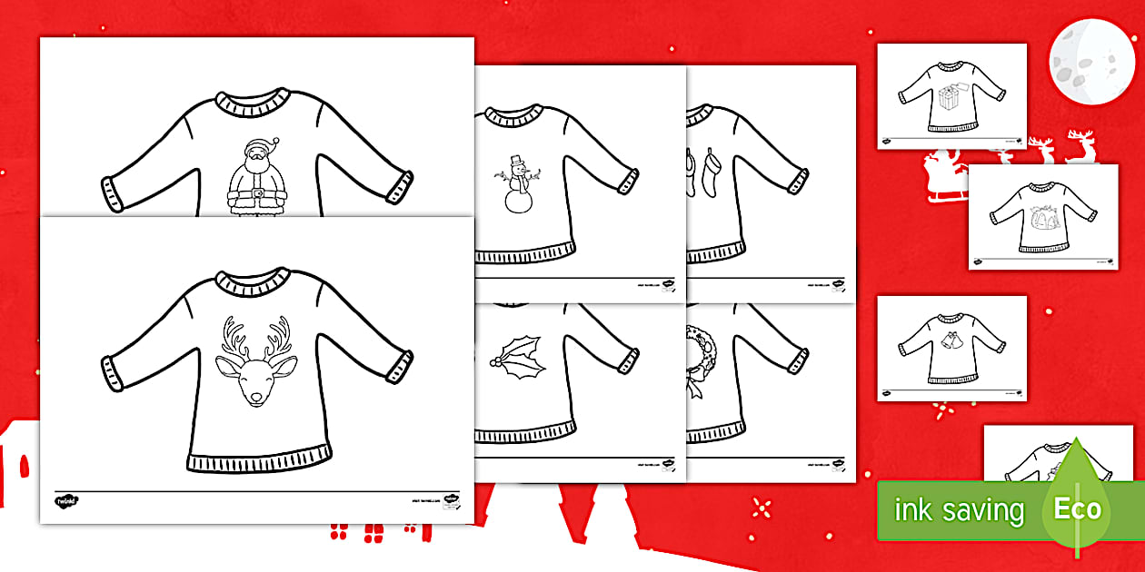 Christmas Jumper Colouring Pages English/Hindi - Twinkl