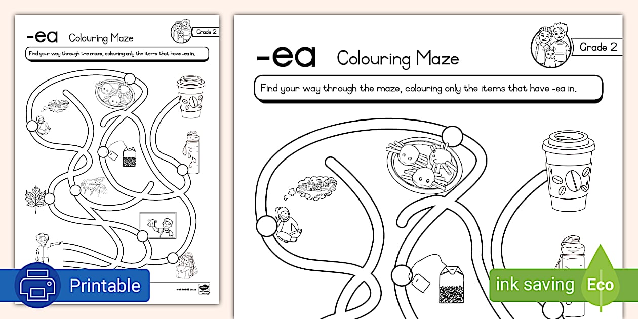Grade 2 Phonics Colouring Maze -ea (Teacher-Made) - Twinkl