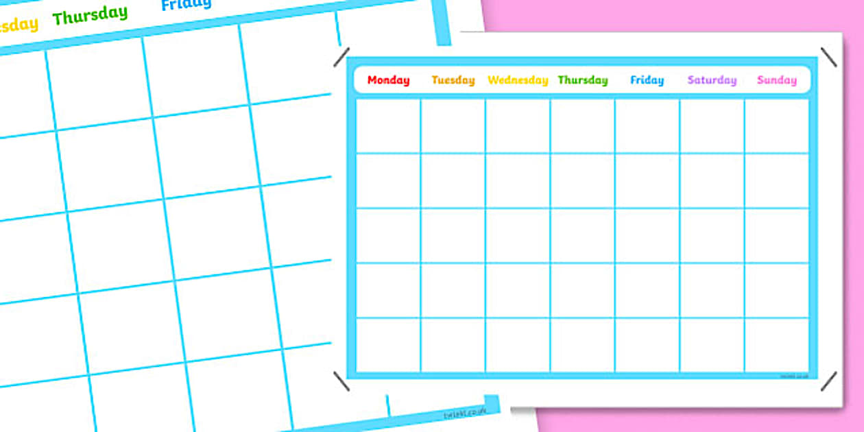 Cursive Blank Calendar Poster (teacher made) - Twinkl