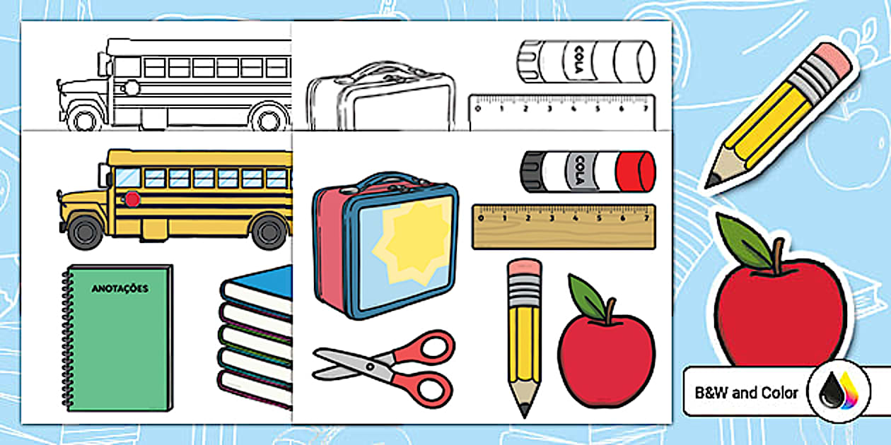Volta às Aulas - Recortes de Escola (teacher made) - Twinkl