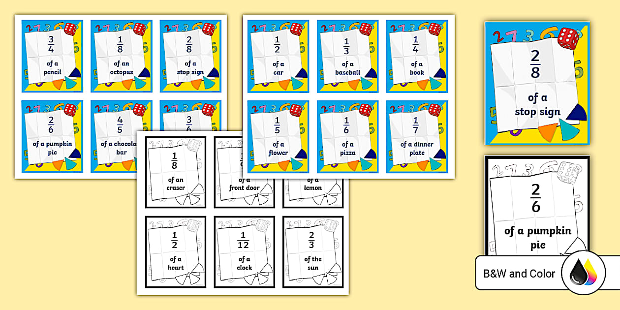 Third Grade Fraction Drawing and Guessing Game - Twinkl