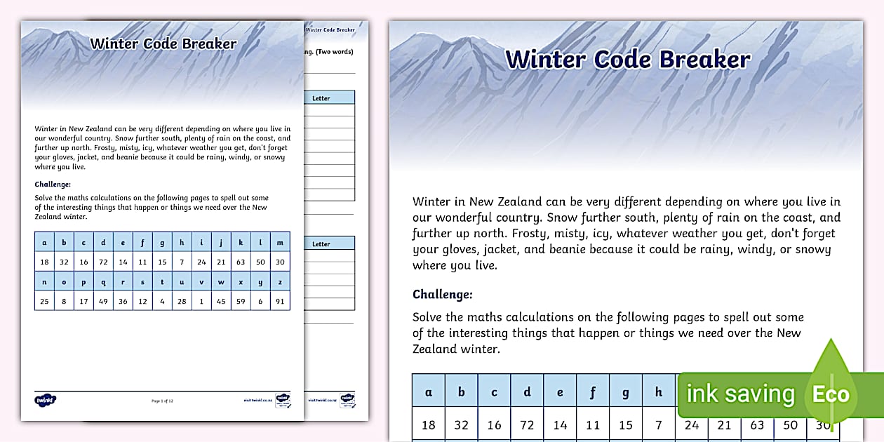 Winter Code Breaker Worksheet (teacher made) - Twinkl