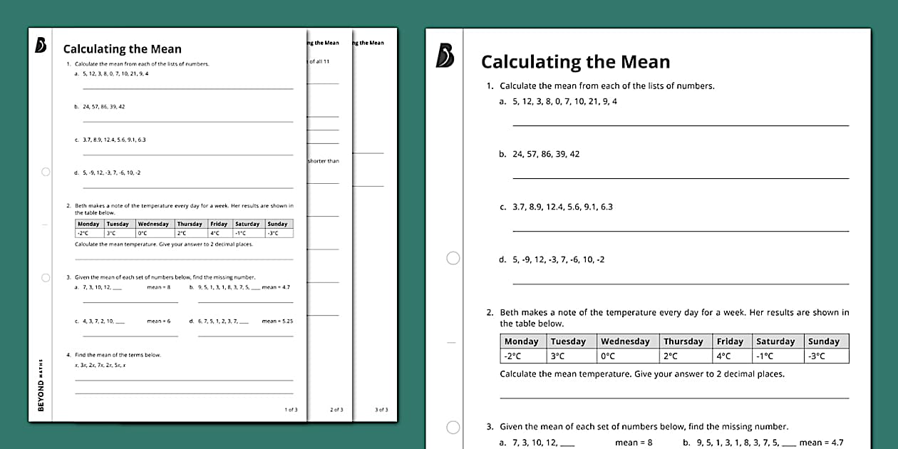  calculating the mean hecho por educadores twinkl