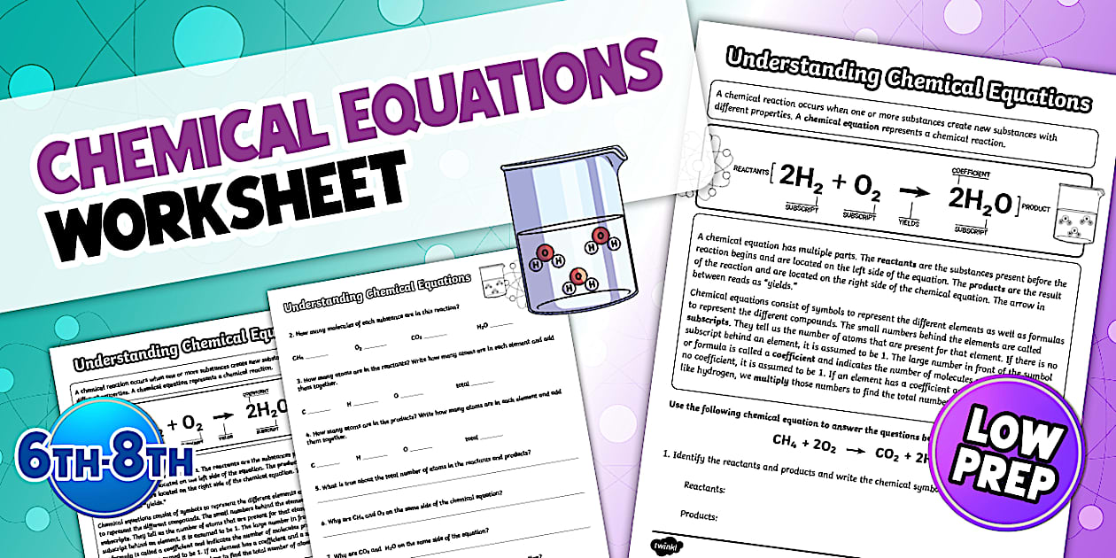 Understanding Chemical Equations for 6th8th Grade Twinkl