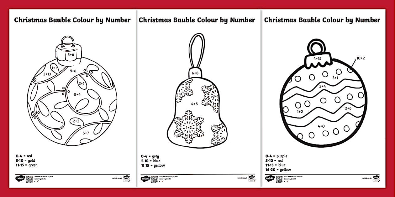 Christmas Baubles Colour by Number