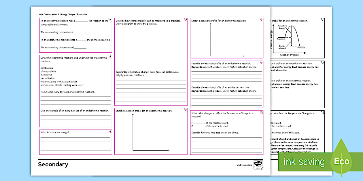 AQA Chemistry (Combined) Unit 5: Energy Changes Foundation Revision ...
