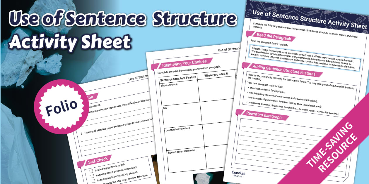 Use of Sentence Structure Activity Sheet
