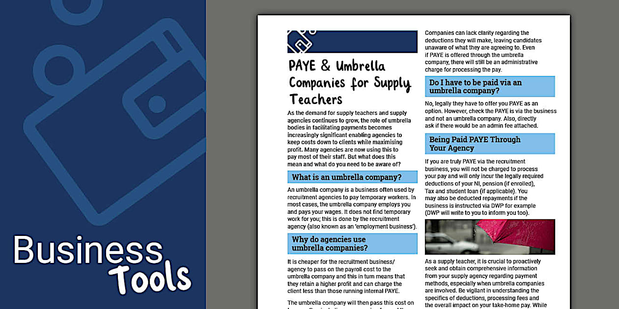PAYE & Umbrella Companies for Supply Teachers