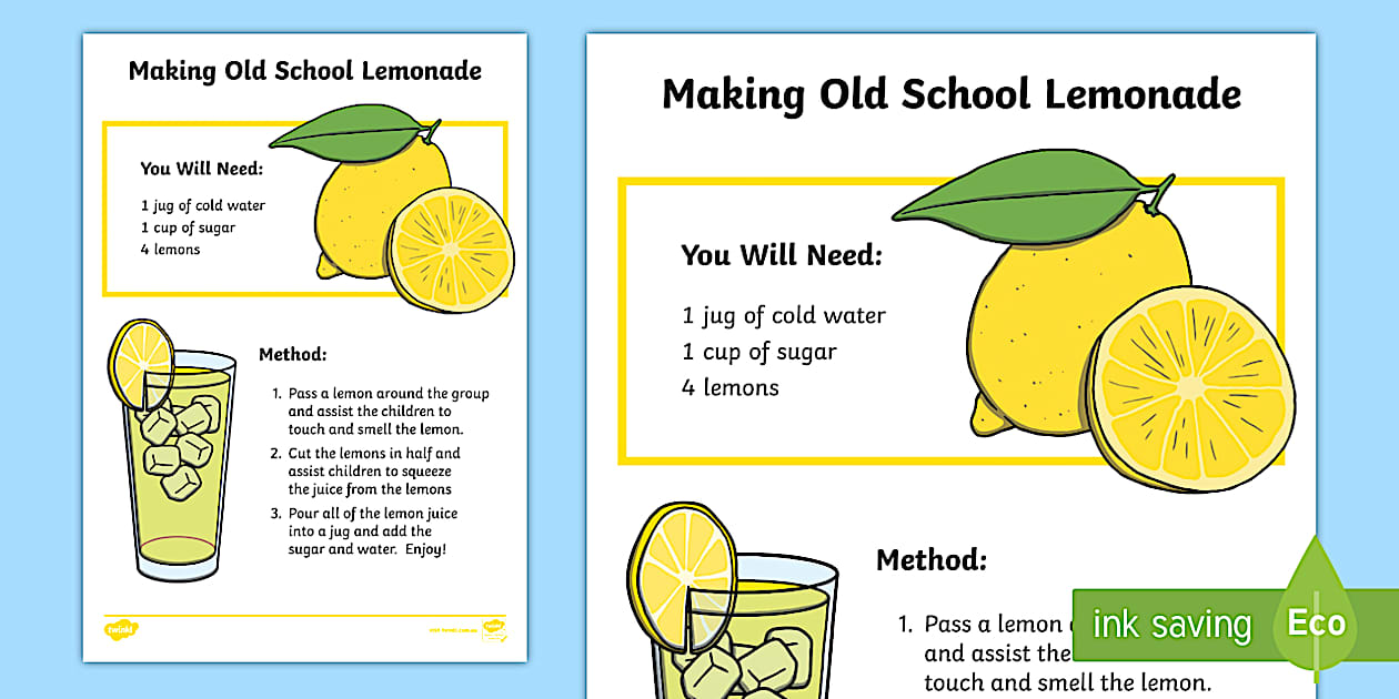 How to Make Lemonade Worksheet Step By Step For Kids