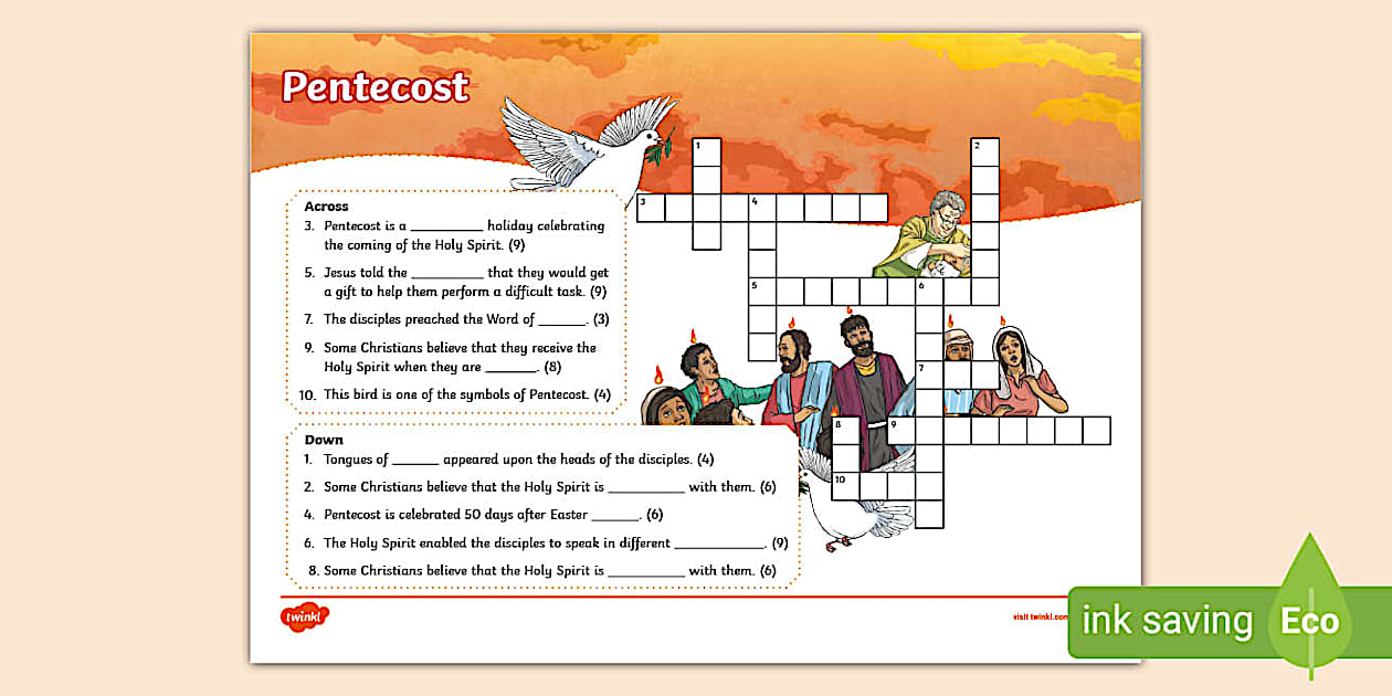Season of Pentecost Crossword Clue Sheet Christianity KS2