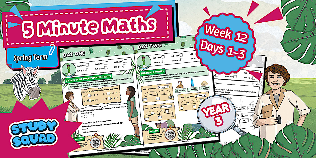 👉 Study Squad 5 Minute Maths Year 3 Spring - Week 12 Days 1-3