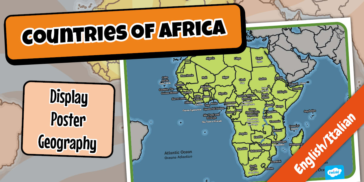 Geography Continents of the World Africa Display Poster English/Italian