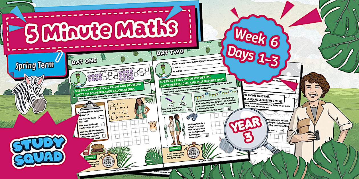 👉 Study Squad 5 Minute Maths - Year 3 Spring - Week 6 Days 1-3