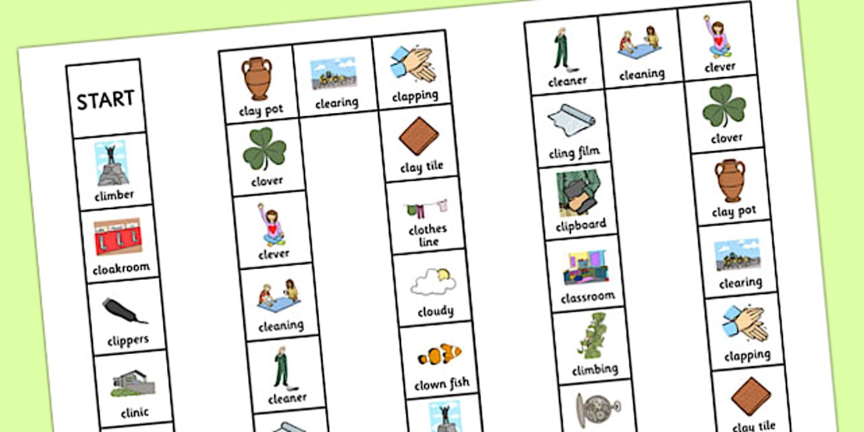 2 Syllable CL Board Game (teacher made) - Twinkl