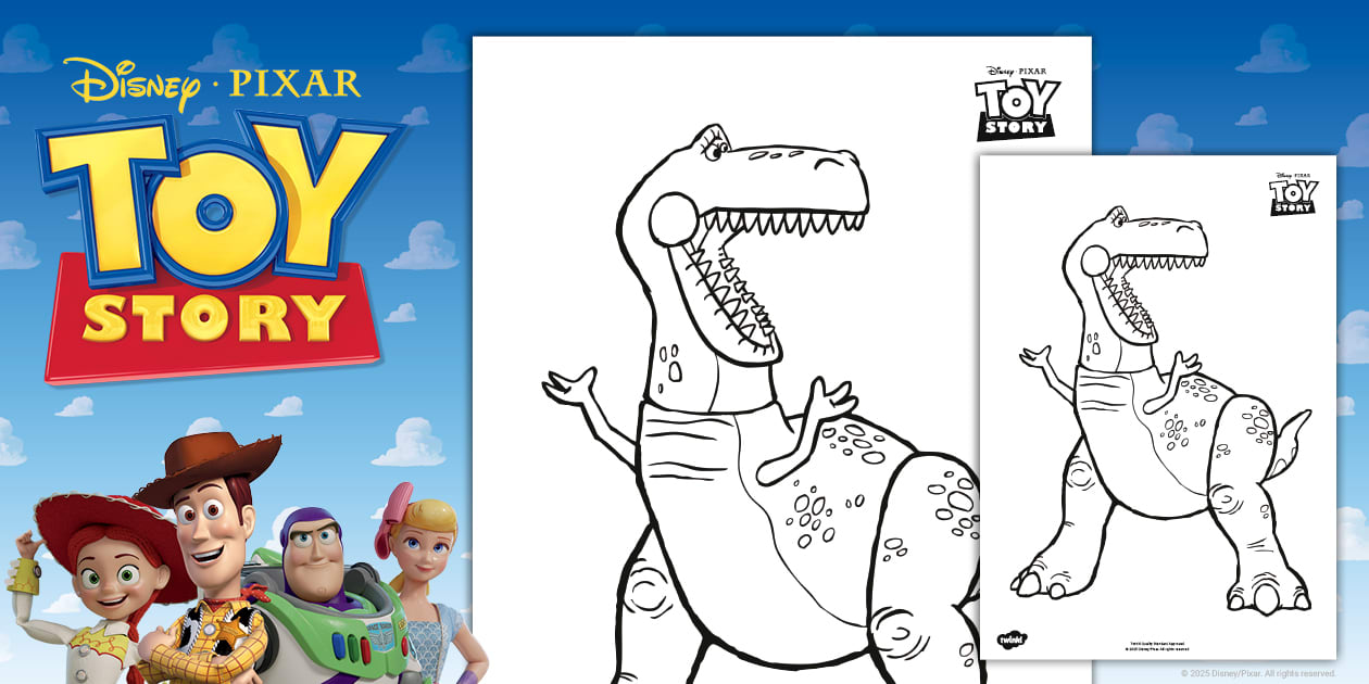 Toy Story: Rex Colouring Page (teacher made) - Twinkl