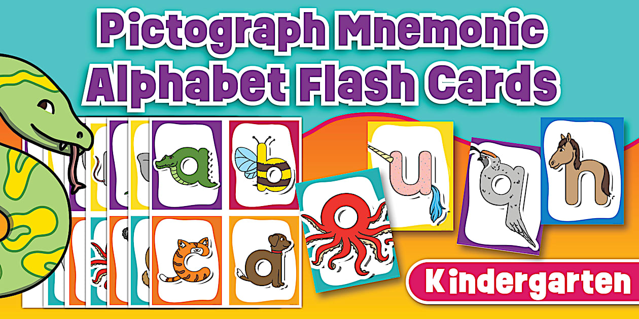 Kindergarten Pictograph Mnemonic Alphabet Flash Cards