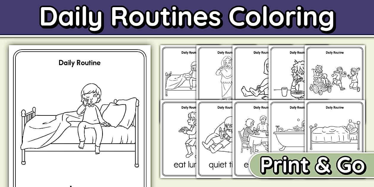 Daily Routines Coloring Pages