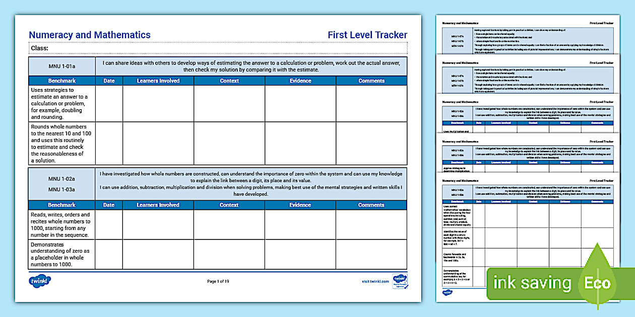 Second Level Numeracy and Mathematics Benchmarks Tracker