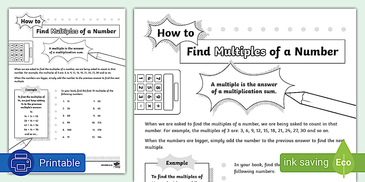 How to Find Multiples of a Number: Activity Sheet - Twinkl
