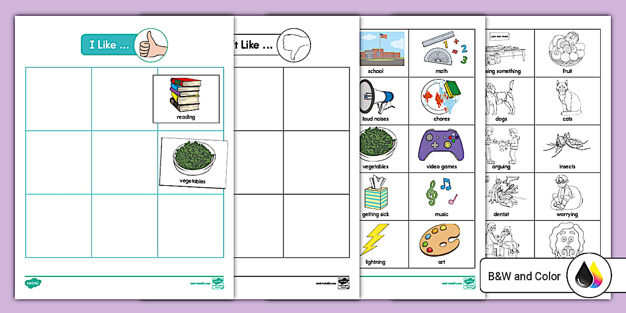 Likes and Dislikes Worksheet | Resource | Twinkl USA