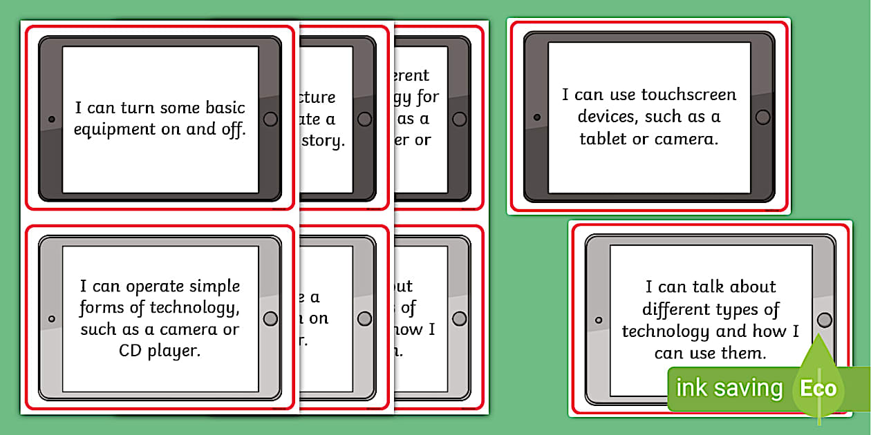 EYFS 'I Can' Technology Continuous Provision Prompt Cards