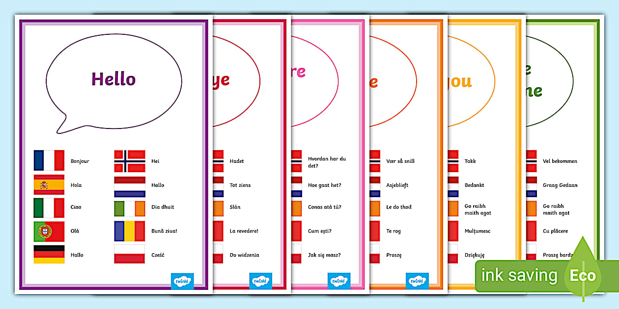 Cursive 1 Keyword in 10 Different Languages Display Posters