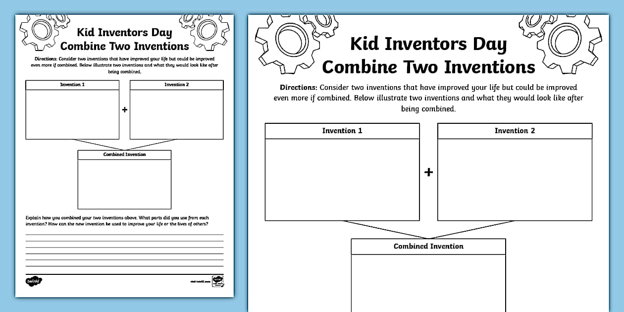 Kid Inventors Day Combine Two Inventions Activity for 3rd-5th Grade