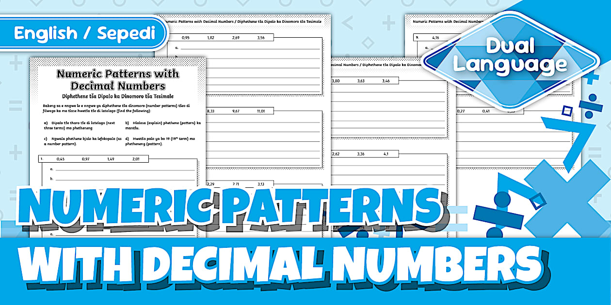 Numeric Patterns. Project Numeric Patterns with Decimal Numbers Activity Sheet -Sepedi