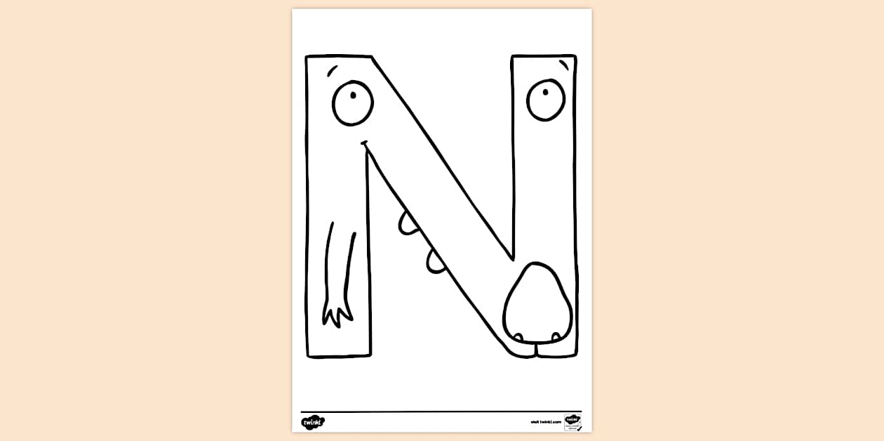 N Colouring Page | Colouring Sheets (teacher made) - Twinkl