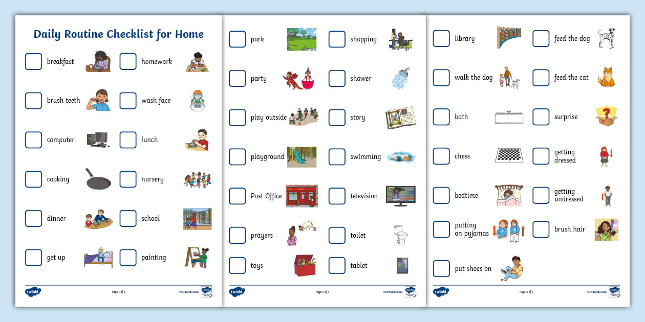 Daily Routine Checklist for Home | Editable Checklists