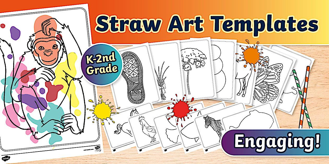 Blown Away: Straw Art Templates (teacher made) - Twinkl