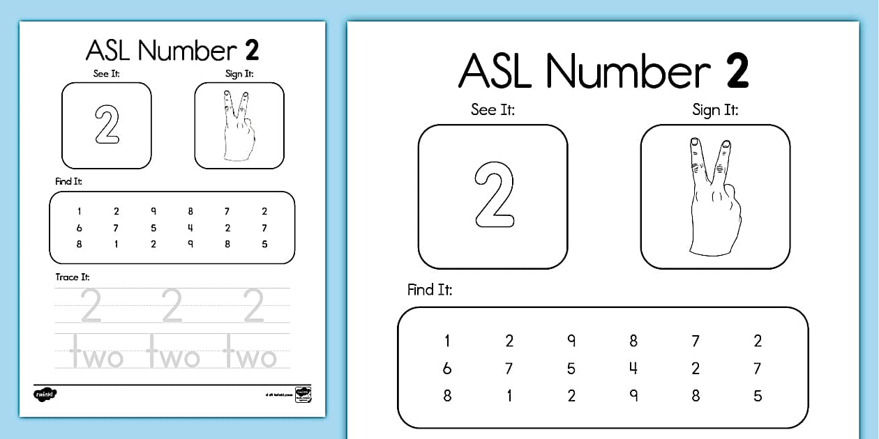 ASL Number 2 Worksheet teacher Made Twinkl Asl number 2 worksheet teacher made twinkl