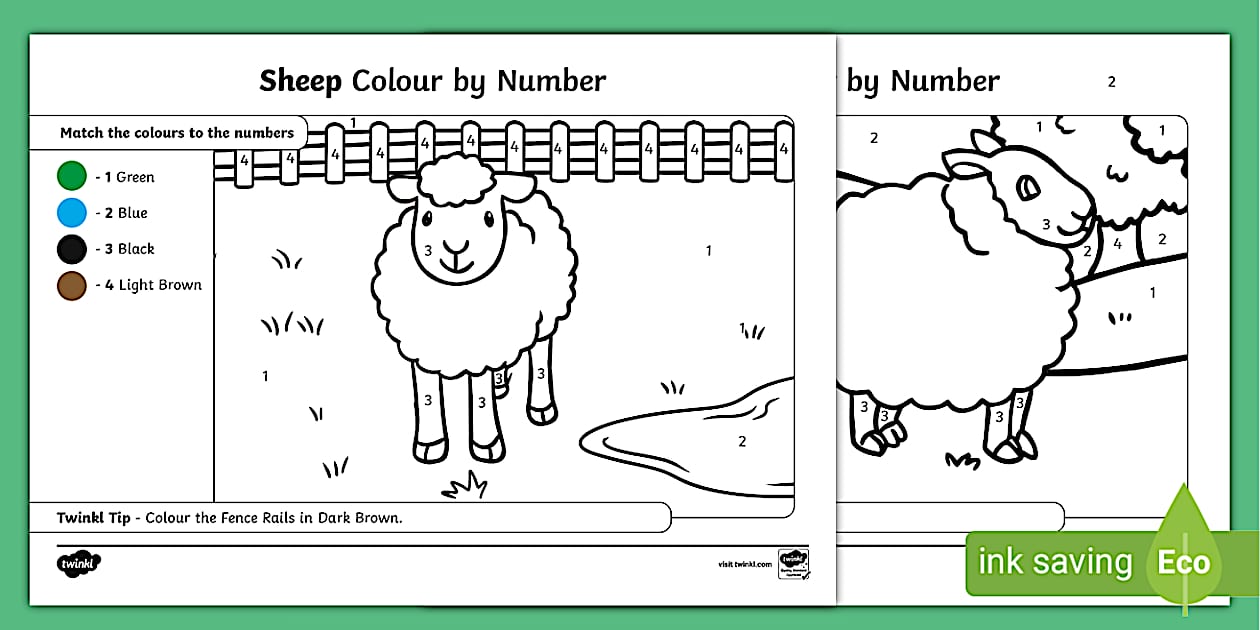 Cute Sheep Colour by Number Pages | Colour by Number | Sheep