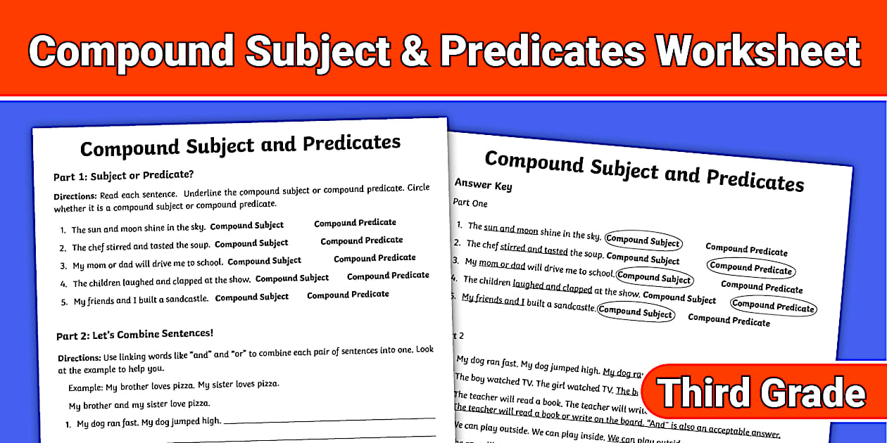 Third Grade Compound Subject and Predicates Worksheet